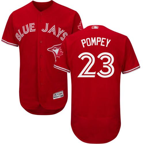 Blue Jays #23 Dalton Pompey Red Flexbase Authentic Collection Canada Day Stitched MLB Jersey